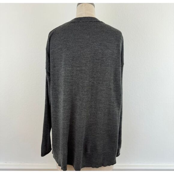 Eileen Fisher Merino Wool Sweater Gray Left Hip Pocket XS Boxy Office Minimalist - Picture 2 of 11